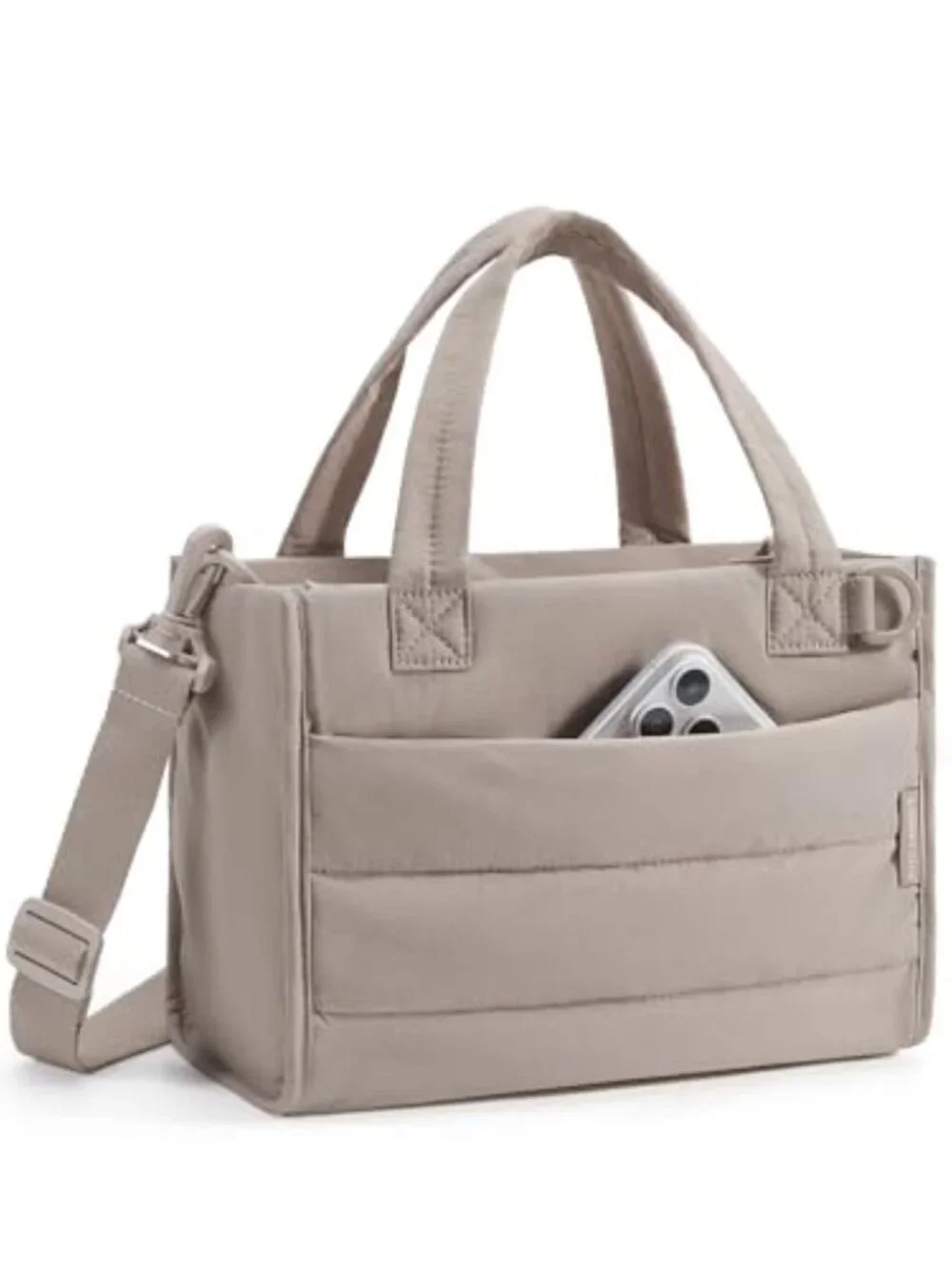 Mini Puffer Quilted Tote Crossbody Bag with Zipper for Work Travel